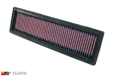 33-2916 K&N Luchtfilter Lengte 352 mm, Breedte 105 mm, Peugeot 307 1.4 16V, 2003-2006
