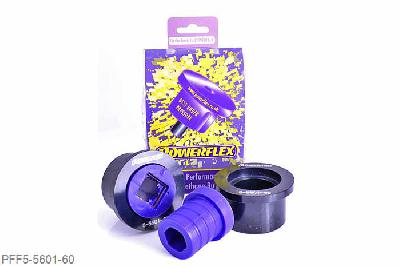 PFF5-5601-60, BMW E46 3 Series, Front Wishbone Rear Bush, Aluminium Outer PFF5-5601-60 is a high performance option to PFF5-4601-60, and aimed at offering greater precision for people wanting the very best from their E46 or Z4. This new part, fitted to the rear of the front wishbone has a hard anodised aluminium outer shell with one of our unique low friction polyurethane centre bushes. The poly/alu combination creates a low friction rotating bush reducing the forces acting on the arm. Lower arm deflection has been decreased by reducing the compliant material within the aluminium shell. Results are less movement in the arm under cornering and braking, improving steering control and feel. PFF5-5601-60 is for the earlier models with 60mm bore mounting bracket. Please ensure you have the correct size bush before fitting. 60mm, 2 stuk(s) benodigd  per auto, 2 stuk(s) in verpakking, prijs per set van 2 stuk(s)