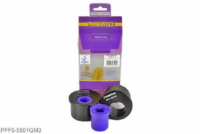 PFF5-5601GM3, BMW E46 3 Series M3, Front Wishbone Rear Bush, Caster Offset PFF5-5601GM3 offers additional +0.5 of caster over PFF5-5601M3 and is a high performance option to PFF5-4601M3, and aimed at offering greater precision for people wanting the very best from their E46 M3. This new part, fitted to the rear of the front wishbone has a hard anodised aluminium outer shell with one of our unique low friction polyurethane centre bushes. The poly/alu combination creates a low friction rotating bush reducing the forces acting on the arm. Lower arm deflection has been decreased by reducing the compliant material within the aluminium shell. Results are less movement in the arm under cornering and braking, improving steering control and feel. For the M3 models which have a thicker wishbone. Please ensure you have the correct size bush before fitting. Testing during the development of this bush has indicated stiffness gains of 128% compared with the original rubber bush. Our Black Series part increases siffness by 28%, to give an 190% increase in stiffness over the original part 60mm, 2 stuk(s) benodigd  per auto, 2 stuk(s) in verpakking, prijs per set van 2 stuk(s)