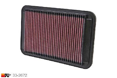33-2672 K&N Luchtfilter Lengte 268 mm, Breedte 171 mm, Toyota Corolla 1.8 USA modellen, 4/1997-2002
