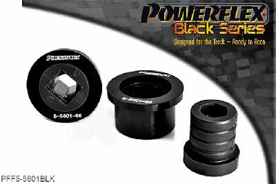 PFF5-5601BLK, BMW E46 3 SERIES (1999 - 2006) Front Wishbone Rear Bush, Aluminium Outer, PFF5-5601 is a high performance option to PFF5-4601, and aimed at offering greater precision for people wanting the very best from their E46 or Z4. This new part, fitted to the rear of the front wishbone has a hard anodised aluminium outer shell with one of our unique low friction polyurethane centre bushes. The poly/alu combination creates a low friction rotating bush reducing the forces acting on the arm. Lower arm deflection has been decreased by reducing the compliant material within the aluminium shell. Results are less movement in the arm under cornering and braking, improving steering control and feel. This bush is designed to fit the 66mm aluminium bush OE mounting bracket (BMW part 31126783376) Please ensure you have the correct size bush before fitting. 66mm, 2 stuk(s) benodigd  per auto, 2 stuk(s) in verpakking, prijs per set van 2 stuk(s)