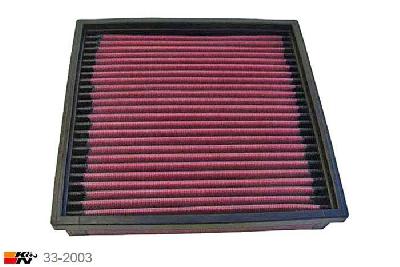 33-2003 K&N Luchtfilter Lengte 210 mm, Breedte 206 mm, VW Polo 1.3 Diesel/GT Coupe, 45/75PK, 1981-1995