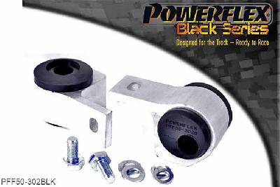 PFF50-302BLK, Peugeot 306 Front Arm Rear Bush Anti-Lift & Caster Offset, This comes with Powerflex polyurethane bush with built in + 0.5` caster offset and increased  anti lift characteristics, new alloy mounting bracket, bolt and washers., 2 stuk(s) benodigd  per auto, 2 stuk(s) in verpakking, prijs per set van 2 stuk(s)