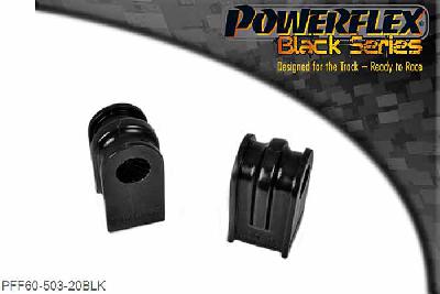 PFF60-503-20BLK, Renault Clio III Sport 197/200 (2005 - 2012) Front Anti Roll Bar Bush 20mm, This bush is the full length of the bracket , fits all Megane II models and also 2.0L Clio III models up to May 2009, for Clio models with a spacer and shorter bush use PFF60-803-*. This part replaces OE number: 7701056678., 2 stuk(s) benodigd  per auto, 2 stuk(s) in verpakking, prijs per set van 2 stuk(s)