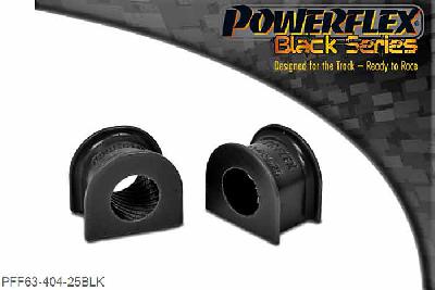 PFF63-404-25BLK, Rover 200 (1995), 25 Front Anti Roll Bar Mounts 25mm, Rover 220 Turbo front roll bar size is 23mm. For KV6 and M47R models ARB bushes are 24mm in diameter and K1.8 models are 23mm in diameter. 25mm, 2 stuk(s) benodigd  per auto, 2 stuk(s) in verpakking, prijs per set van 2 stuk(s)