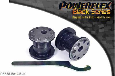 PFF85-501GBLK, VW Golf MK5  (2003 - 2009) Golf Plus 5M Front Wishbone Front Bush Camber Adjustable, This bush features a CNC machined Stainless Steel sleeve with an offset bore that can be rotated using our bespoke tooling (supplied), giving +/- 0.5 degrees of on-car camber adjustment. It is designed to complement PFF85-502G that fits into the rear position of the same arm to provide anti-lift and caster adjust.  This part replaces OE part number: 1K0407182., 2 stuk(s) benodigd  per auto, 2 stuk(s) in verpakking, prijs per set van 2 stuk(s)