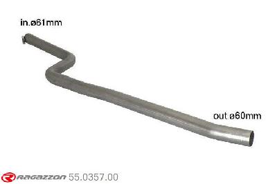 55.0357.00, BMW 3series F30-F31-F35 F30(Sedan) 318D - xD (105kW) 02/2012-, 2nd stainless steel cat replacement pipe group N - Oversized exhaust pipe diameter 60 mmCut of the original centre silencer. For the installation on the original rear silencer is necessary to order a coupling, which is indicated in the catalogue. inner input diameter 61mm pipe outer diameter 60mm outer outlet diameter 60mm