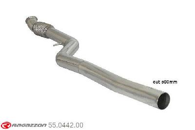 55.0442.00, BMW 3series F30-F31-F35 F30(Sedan) 335i (225kW) 2012-, Stainless steel centre pipe group NCut of the original centre silencer towards the rear silencer. The installation on the original rear silencer requires a modification of the original coupling. pipe outer diameter 76mm outer outlet diameter 80