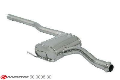 50.0008.80, Fiat Bravo (typ182) 1.8 16V GT (83kW) 1995 - 2006, Stainless steel centre silencerCut of the original centre silencer towards the rear silencer. The installation on the original rear silencer requires a modification of the original coupling. inner input diameter 51mm pipe outer diameter 54mm