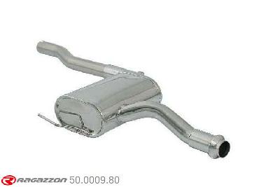 50.0009.80, Fiat Coupe (typ175) 2.0 20V (108/113kW) 1996-, Stainless steel centre silencerCut of the original centre silencer towards the rear silencer. The installation on the original rear silencer requires a modification of the original coupling. inner input diameter 55mm pipe outer diameter 54mm