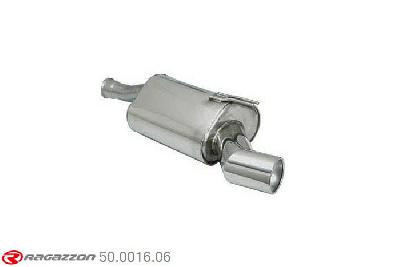 50.0016.06, Fiat Coupe (typ175) 2.0 20V Turbo (162kW) 1996-, Stainless steel rear silencer with round tail pipe 102 mm - Exit on original rear bumper exhaust nicheCut of the original rear silencer. The installation on the original centre silencer requires the welding of the included coupling. pipe outer diameter 60mm