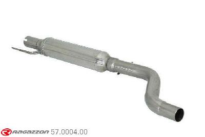 57.0004.00, Fiat Punto (typ176) 1.4 GT Turbo (98kW) 10/1993 - 12/1997, Stainless steel centre silencerCut of the original centre silencer towards the rear silencer. The installation on the original rear silencer requires a modification of the original coupling. inner input diameter 56mm pipe outer diameter 60mm outer outlet diameter 55mm