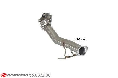 55.0362.00, Ford Focus II RS 2.5 Turbo (224kW) Oversized Diameter 76mm 2009-, Downpipe inox - Oversized exhaust pipe diameter 76 mmOversized exhaust pipe diameter. Not compatible with the pipe diameter of the original centre silencer. pipe outer diameter 76mm