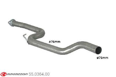 55.0364.00, Ford Focus II RS 2.5 Turbo (224kW) Oversized Diameter 76mm 2009-, Stainless steel centre pipe group N - Oversized exhaust pipe diameter 76 mm - install with 50.0449.62Oversized exhaust pipe diameter. Not compatible with the pipe diameter of the original line., To be instaled together with 50.0449.62 pipe outer diameter 76mm outer outlet diameter 76mm