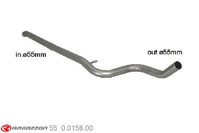 55.0158.00, Peugeot 207 1.6 16V THP GTi (128Kw) 2007-, Stainless steel centre pipe group NCut of the original centre silencer. For the installation on the original rear silencer is necessary to order a coupling, which is indicated in the catalogue. inner input diameter 55mm pipe outer diameter 55mm outer outlet diameter 55mm