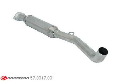 57.0017.00, Renault Clio II RS 2.0 16V (124 Kw) 1998-12/2003, Stainless steel centre silencerCut of the original centre silencer towards the rear silencer. The installation on the original rear silencer requires a modification of the original coupling. pipe outer diameter 54mm outer outlet diameter 54mm