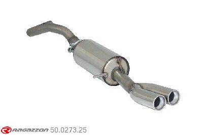 50.0273.25, Seat Ibiza IV (6J) SC 1.9TDi (77kW) 10/2008-, Stainless steel rear silencer with round tail pipe 2x70 mm - Original rear bumper modification is required inner input diameter 55mm with reduction to  50mm pipe outer diameter 54mm