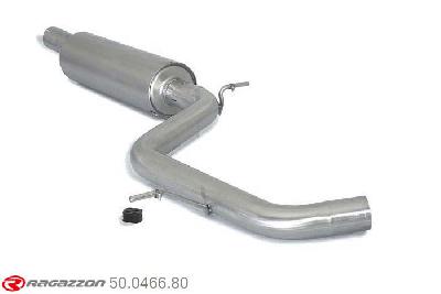 50.0466.80, VW Golf VII 2.0TSI GTi (162/169kW) 2013-, Stainless steel centre silencer - Oversized exhaust pipe diameter 70 mmCut of the original centre silencer. For the installation on the original rear silencer is necessary to order a coupling, which is indicated in the catalogue.
