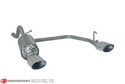 50.0132.12, Fiat Grande Punto + Punto Evo (typ199) 1.6 Multijet (88Kw) 2009- + EVO 1.6 Multijet (88kW) 10/2009-, Stainless steel rear silencer left-right each with oval Sport Line tail pipe 135x90 mm, inner input diameter 55mm with reduction to  50mm pipe outer diameter 50mm