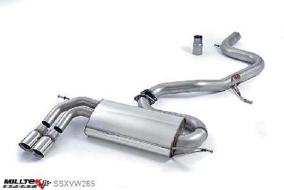 SSXVW265, Audi A3 2.0T FSi 2WD Sportback and 3 door 2003-2012 Milltek, Cat-back system, Non-resonated (louder) with smaller-volume rear silencer. Twin 80mm Jet, 2,75 inch, 69,85mm
