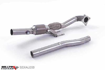 SSXAU200, Audi A3 2.0T FSI quattro 3-door 2004-2012 Milltek, Cast Downpipe with HJS High Flow Sports Cat, " with HJS HQ 200 Cell High Flow Sports Cat. For Fitment to Milltek Sport 2.75"" cat-back systems only. Requires a Stage 2 ECU remap" , 3 inch, 76,2mm