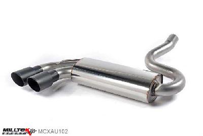 MCXAU102, Audi Coupe UR quattro 10v Turbo 1981-1989 Milltek, Downpipe-back system, Resonated (quieter). Cerakote Black OEM-Style Tips. Requires 4 holes to be drilled into the boot floor to allow fitment of the new Milltek Sport exhaust hangers Twin 90mm GT90 Cerakote Black, 2,5 inch, 63,5mm