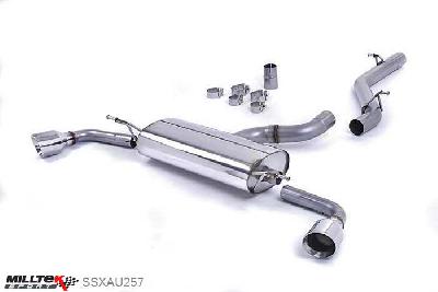 SSXAU257, Audi TT Mk2 3.2 quattro 2006-2010 Milltek, Cat-back system, Non-resonated (louder). Dual GT-100 Single 100mm GT100, 2,75 inch, 69,85mm