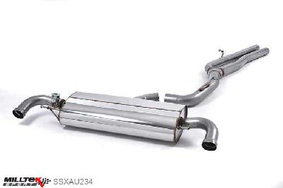 SSXAU234, Audi TT Mk2 TT RS Coupe 2.5-litre TFSI quattro 2009-2014 Milltek, Cat-back system, Non-resonated (louder). Uses OE Tips and includes Active Exhaust Valve (works with Sport button to release extra sound when required) , 3 inch, 76,2mm