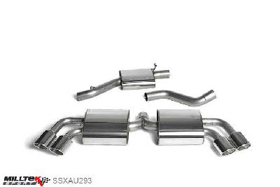 SSXAU293, Audi TT Mk2 TTS quattro 2008-2014 Milltek, Cat-back system, Resonated (quieter) Quad Special, 2,75 inch, 69,85mm