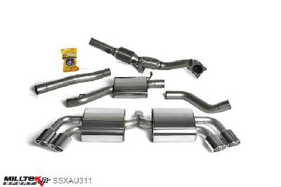 SSXAU311, Audi TT Mk2 TTS quattro 2008-2014 Milltek, Turbo-back system including Hi-Flow Sports Cat, Cast Downpipe with 200 cell HJS High Flow Cat. Requires a Stage 2 ECU remap Quad Special, 2,75 inch, 69,85mm