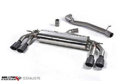 SSXAU576, Audi TT Mk3 TTS 2.0TFSI Quattro 2015- Milltek, Cat-back system, Non Res (louder) with Cerakote Black Oval Tips , 3 inch, 76,2mm
