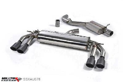 SSXAU578, Audi TT Mk3 TTS 2.0TFSI Quattro 2015- Milltek, Cat-back system, Resonated (Quieter) with Cerakote Black Oval Tips - EC Approval Coming Soon , 3 inch, 76,2mm