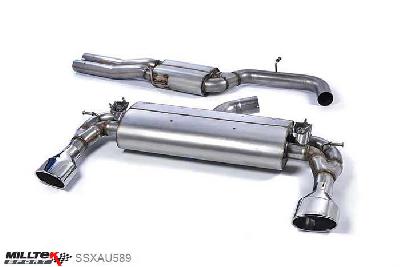 SSXAU589, Audi S/RS RS3 Sportback (8V MQB) 2015- Milltek, Cat-back system, Resonated with Polished Oval Trims (EC Approval Coming Soon) 150 X 95mm Polished Oval, 3 inch, 76,2mm