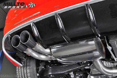 SSXAU278, Audi S/RS RS3 Sportback S tronic (8P) 2011-2012 Milltek, Cat-back system, Cerakote Black Tips. Includes Active Exhaust Valve. Twin 90mm GT90 Cerakote Black, 3 inch, 76,2mm