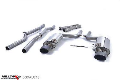 SSXAU218, Audi S/RS RS4 B7 4.2 V8 Saloon Avant and Cabriolet 2006-2008 Milltek, Cat-back system, Non-resonated (louder). Including Exhaust Valves. Including Satin Sheen Black Tips Satin Sheen Black Tip Satin Sheen Black Tip, 2,36 inch, 60mm