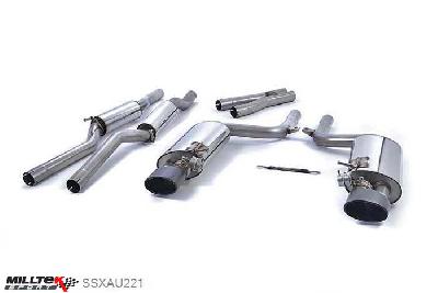 SSXAU221, Audi S/RS RS4 B7 4.2 V8 Saloon Avant and Cabriolet 2006-2008 Milltek, Cat-back system, Resonated. Including Exhaust Valves and Satin Sheen Black Tips Satin Sheen Black Tip Satin Sheen Black Tip, 2,36 inch, 60mm