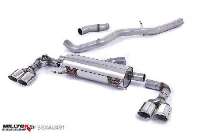 SSXAU491, Audi S/RS S1 2.0 TFSI quattro 2014- Milltek, Cat-back system, Non-resonated (louder). Quad Polished Oval Tips Polished Oval, 3 inch, 76,2mm