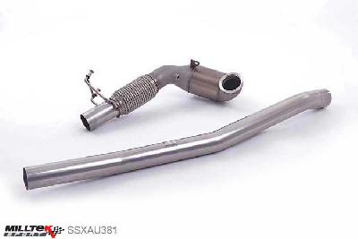 SSXAU381, Audi S/RS S3 2.0 TFSI quattro Saloon 8V 2013- Milltek, Large Bore Downpipe and Hi-Flow Sports Cat, Must be fitted with Milltek Sport cat-back system and requires a Stage 2 ECU remap , 3 inch, 76,2mm