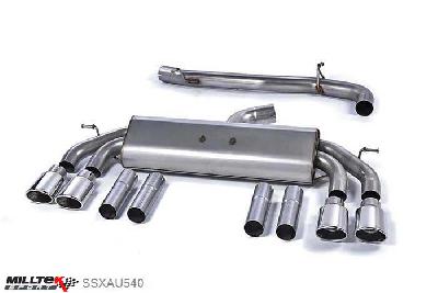 SSXAU540, Audi S/RS S3 2.0 TFSI quattro Saloon 8V 2013- Milltek, Cat-back system, Non-Valved Race System. Non-resonated (louder). Quad Oval Polished Tips , 3 inch, 76,2mm