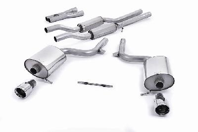 SSXAU100, Audi S/RS S4 4.2 V8 quattro B6 Saloon Avant and Cabriolet 2003-2005 Milltek, Cat-back system, Resonated (quieter) 100mm Jet, 2,25 inch, 57,15mm