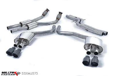SSXAU373, Audi S/RS S6 4.0 TFSI C7 quattro 2012- Milltek, Cat-back system, Non-resonated (louder) with Cerakote Black tips Quad 100mm GT100 Cerakote Black, 2,76 inch, 70mm
