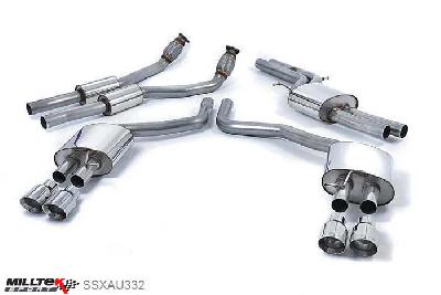 SSXAU332, Audi S/RS S6 4.0 TFSI C7 quattro 2012- Milltek, Cat-back system, Resonated (quieter) with Polished tips Quad 100mm GT100 Polished, 2,76 inch, 70mm