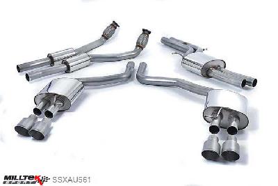 SSXAU561, Audi S/RS S6 4.0 TFSI C7 quattro 2012- Milltek, Cat-back system, Resonated (quieter) with Titanium tips Quad 100mm GT100 Titanium, 2,76 inch, 70mm