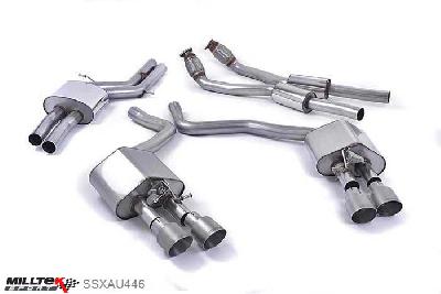 SSXAU446, Audi S/RS S6 4.0 TFSI C7 quattro 2012- Milltek, Cat-back system, Resonated (quieter) with Titanium tips. Some 2016 and later models have an updated valve location on one rear silencer meaning the wiring loom needs extending to accommodate. Quad 100mm GT100 Titanium, 2,76 inch, 70mm