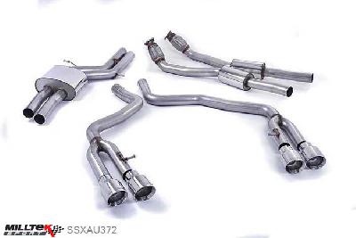 SSXAU372, Audi S/RS S7 Sportback 4.0 TFSI quattro S tronic 2012- Milltek, Cat-back system, Non-resonated (louder) with Polished tips Quad 100mm GT100 Polished, 2,76 inch, 70mm