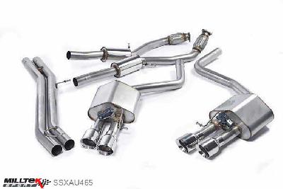 SSXAU465, Audi S/RS S8 4.0 TFSI quattro Tiptronic 2013- Milltek, Cat-back system, Resonated (quieter). Polished Tips Quad 100mm GT100 Polished, 2,76 inch, 70mm