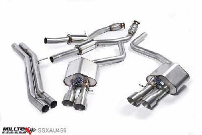 SSXAU466, Audi S/RS S8 4.0 TFSI quattro Tiptronic 2013- Milltek, Cat-back system, Resonated (quieter). Titanium Tips Quad 100mm GT100 Titanium, 2,76 inch, 70mm