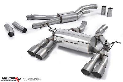 SSXBM994, BMW 3 Series F80 M3 Saloon 2014- Milltek, Cat-back system, EC-Approved. Titanium Tips Quad 90mm GT90 Titanium, 2,76 inch, 70mm