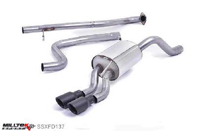 SSXFD137, Ford Fiesta 1.0T EcoBoost (100/125/140PS) 2013- Milltek, Cat-back system, Non-resonated (louder). Cerakote Black Tips. Requires Fiesta Zetec S rear valance (part number 1833264) available from your local Ford dealer Twin 80mm GT80 Cerakote Black, 2,37 inch, 60,3mm