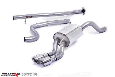 SSXFD109, Ford Fiesta 1.0T EcoBoost (100/125/140PS) 2013- Milltek, Cat-back system, Non-resonated (louder). Polished Tips. Requires Fiesta Zetec S rear valance (part number 1833264) available from your local Ford dealer Twin 80mm GT80 Polished, 2,37 inch, 60,3mm